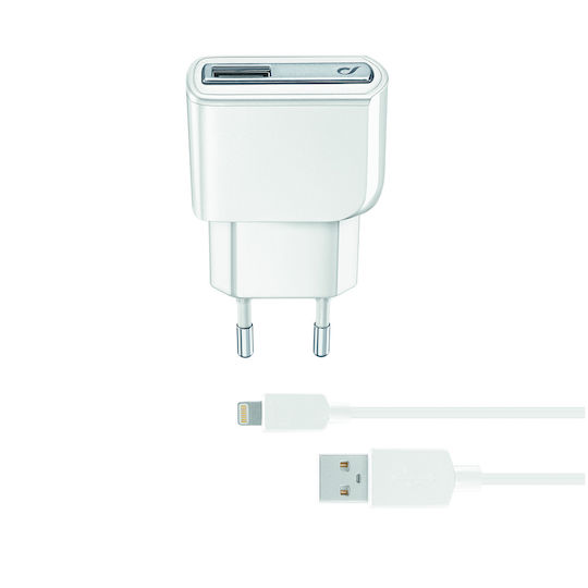 Cellular Line Charger with USB-A Port and Cable Lightning 5W Whites (ACHUSBMFIIPH5W)