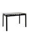 Finn Tisch Küche Ausziehbar mit Glasoberfläche Black Velvet-Black Metal 110(+60)x70x75cm