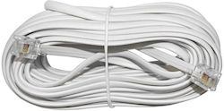 Adeleq Flat Telephone Cable RJ11 6P4C 10m White (17-020100)