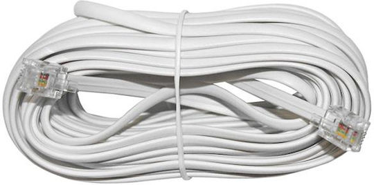 Adeleq Flat Τηλεφωνικό Καλώδιο RJ11 6P4C 10m Λευκό (17-020100)