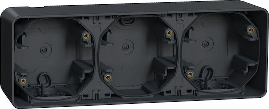 Schneider Electric Mureva Styl Κουτί Διακόπτη Επίτοιχης Τοποθέτησης 3 Θέσεων Οριζόντιο σε Μαύρο Χρώμα MUR37713