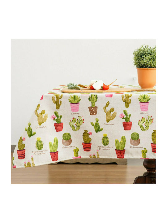 Borea Cacti Cotton & Polyester Tablecloth Runner Μπεζ 50x140cm