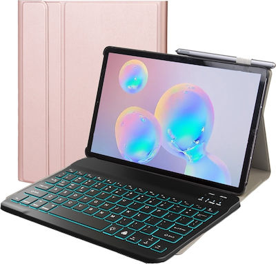 Flip Cover Piele artificială cu Tastatură Engleză SUA Rose Gold (Lenovo Tab M10 Plus 10.3" - Lenovo Tab M10 Plus 10.3")