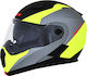 Afx FX-111 Black/Grey/Yellow Motorcycle Helmet Flip-Up DOT ECE 22.05 1600gr with Sun Visor
