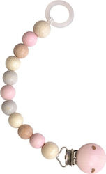 Egmont Chain Pacifier with Beads made of Wood PInk 36930