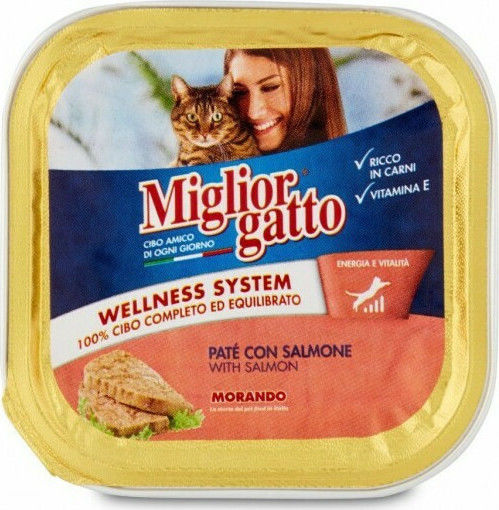 Morando Miglior Gatto Wellness System Wet Food for Senior Cats in Trays with Salmon 100gr