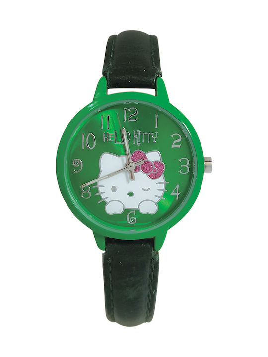 Ceas analogic pentru copii cu curea din cauciuc/plastic Verde