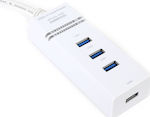 Omega OUH34 USB 2.0 Hub 4 Porturi cu conexiune USB-A Alb