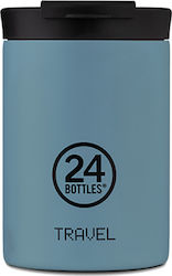 24Bottles Travel Tumbler Glass Thermos Stainless Steel BPA Free Light Blue 350ml with Mouthpiece