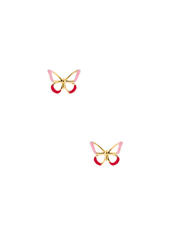 9K Gold butterfly enamel earring 9K gold