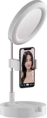 Mini G3 Ring Light 16cm 3500 - 6000K with Desktop Stand/Mount Stand and Mobile Holder White