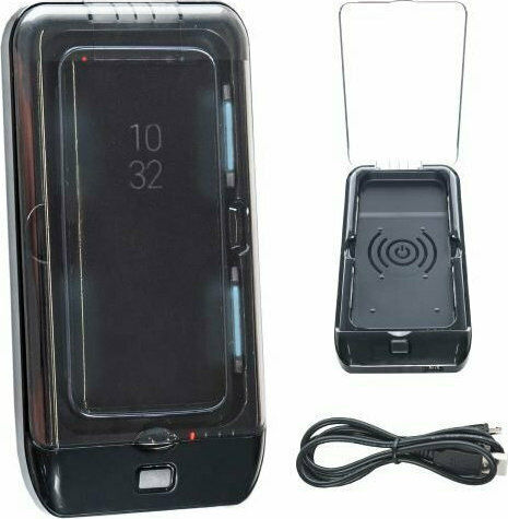 Gadgetx Aποστειρωτής UV Και Φορτιστής Κινητού Τηλεφώνου Μαύρο