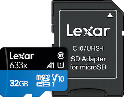 Lexar High-Performance 633x microSDHC 32GB Clasa 10 U3 V30 A2 UHS-I cu adaptor