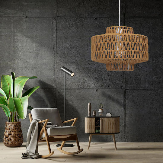 GloboStar Jenson Ceiling Light Brown Boho Grid with E27 Socket 33x35x35cm