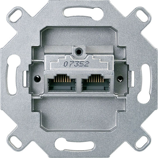 Schneider Electric Double Mecanism de priză de rețea RJ45 De tip Cat6 în culoarea Argintiu MTN465706