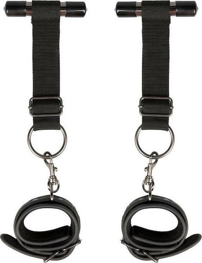 Easytoys Fetish Collection Over the Door Wrist Cuffs Door Restraint Set in Black Color