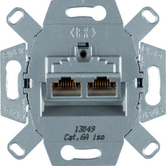 Hager Uae Mecanism Dublu Prize De Rețea Și Telefon RJ45/RJ11 Tip Cat6 4587