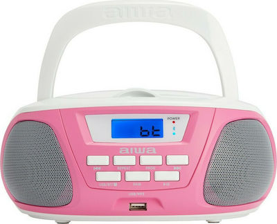 Aiwa Φορητό Ηχοσύστημα BBTU-300 με Bluetooth / CD / MP3 / USB / Ραδιόφωνο σε Ροζ Χρώμα