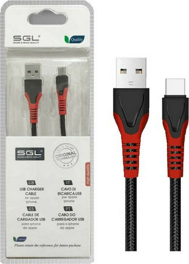 SGL Geflochtenes USB 2.0 Kabel USB Typ-C männlich - USB-A Schwarz 1m 194860