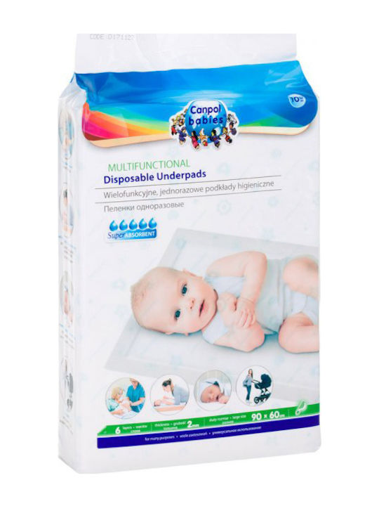 Canpol Babies Αδιαβροχοποιημένα Σελτεδάκια μιας Χρήσης σε Λευκό Χρώμα 60x90cm 10τμχ