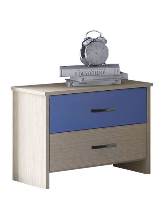 Wooden Kids Bedside Table Ν3 Latte-Blue 50x35x43cm