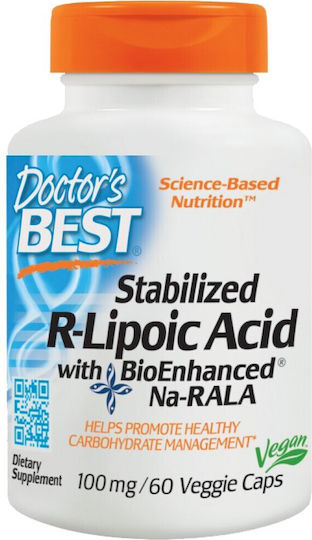 Doctor's Best Стабилизирана R-Липоева Киселина с BioEnhanced Na-RALA 100мг Специална Хранителна Добавка 60 Растителни Капсули
