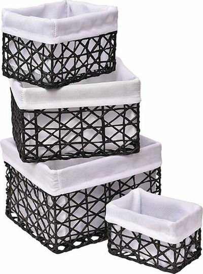 Storage Basket Fabric Black 21x18x14cm 4pcs