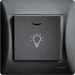 Lineme Complete Wall Push Staircase Button with Frame με Λυχνία Black 50-00107-2