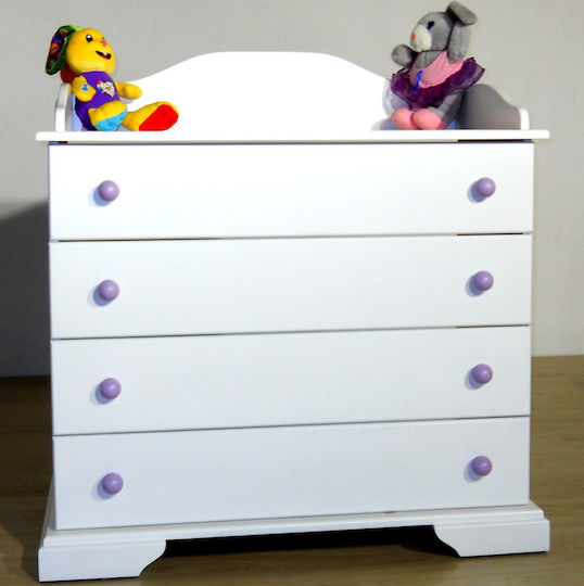 Nora Baby Kommode mit 4 Schubladen Weiß 95x50x99cm