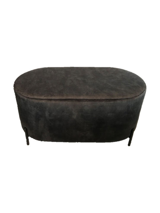 Stool For Living Room Upholstered with Velvet Dark grey 80x42x42cm