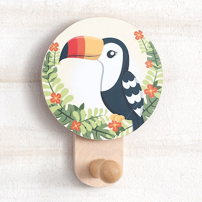 Taufgeschenk mit Kleiderbügel Toucan aus Holz 7.6cm