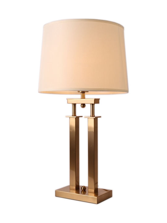 Papadimitriou Interior Metal Table Lamp with Beige Shade and Gold Base