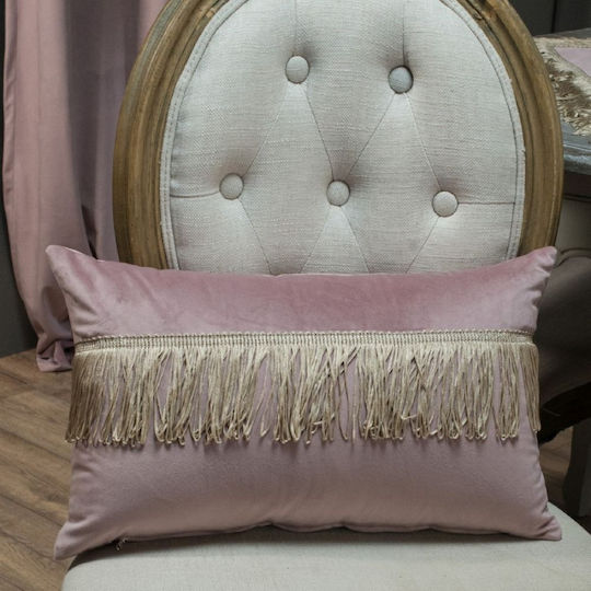 Teoran Διακοσμητική Μαξιλαροθήκη Velvet Με Κρόσια 12 Purple 30x50εκ.