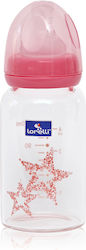 Lorelli Glasflasche Gegen Koliken mit Silikonsauger für 0+, 0+ m, Monate Pink Sterne 120ml 1Stück