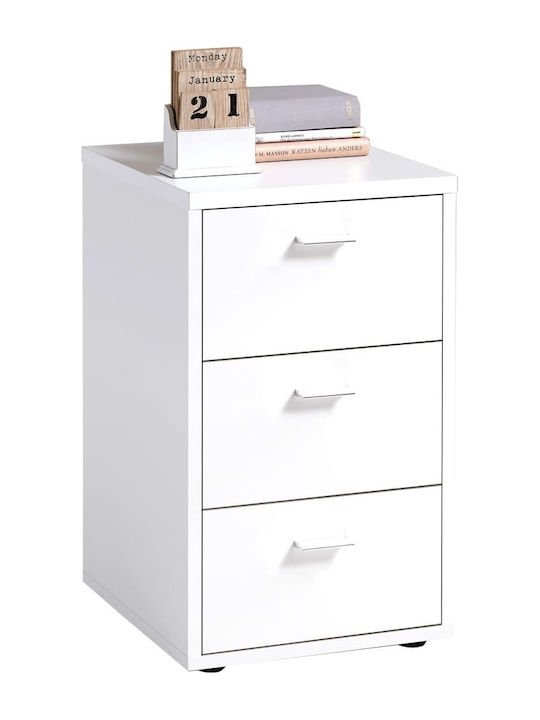 Wooden Bedside Table Λευκό 35x39.9x62.4cm