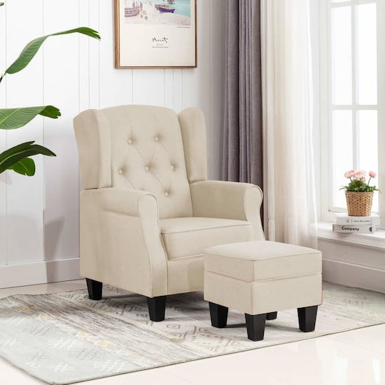 Ohrensessel mit Fußhocker 68x78x94cm Cream Ohrensessel mit Fußhocker 68x78x94cm Cream