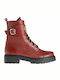 New Matic 1007 Women's Leather Combat Boots Red