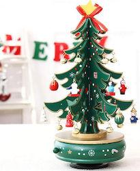 Media Wave Christma Decorative Wooden Decorative Scenery Green with Music and Drive 25x20cm