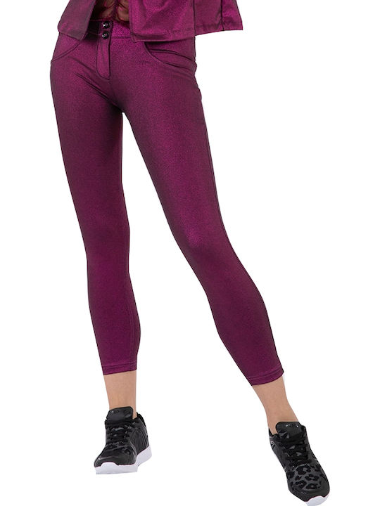 Freddy Damen Stoff Capri Hose Push Up Burgundisch
