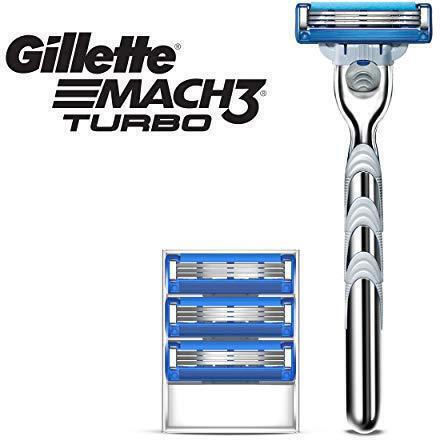 Gillette Mach 3 Turbo 3D Бръсначка с Резервна глава 3 остриета и лубрикантна лента