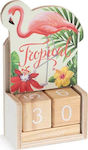 Taufgeschenk mit Kalender Flamingo Tropical aus Holz