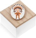 Christening Favor with Box Ινδιάνος made of Wood 6.6cm