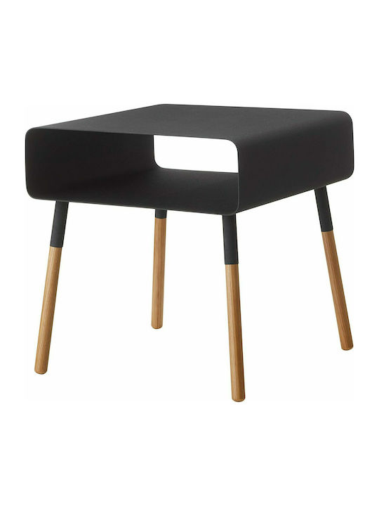 Square Side Table Metal Black Velvet-Black Metal L35xW35xH35cm.