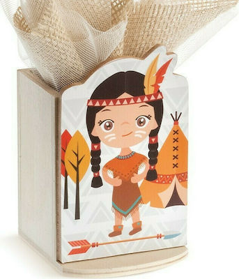 Christening Favor with Pencil Holder Ινδιάνα made of Wood 48pcs