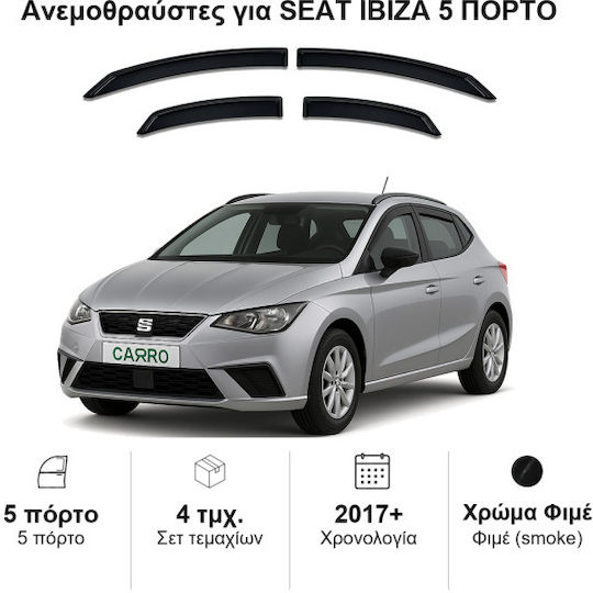 Heko Σετ Ανεμοθραύστες Αυτοκινήτου Μπροστινοί και Πίσω Σκούρο Φιμέ για Seat Ibiza 4τμχ