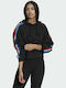 Adidas Adicolor Tricolor Trefoil Cropped Hanorac pentru Femei Cu glugă Negru