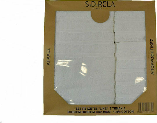 Sidirela Σετ 3τμχ Line Άσπρο Βάρους 600gr/m²