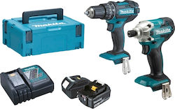 Makita Set Impact Drill Driver & Impact Screwdriver 18V with 2 3Ah Batteries and Case