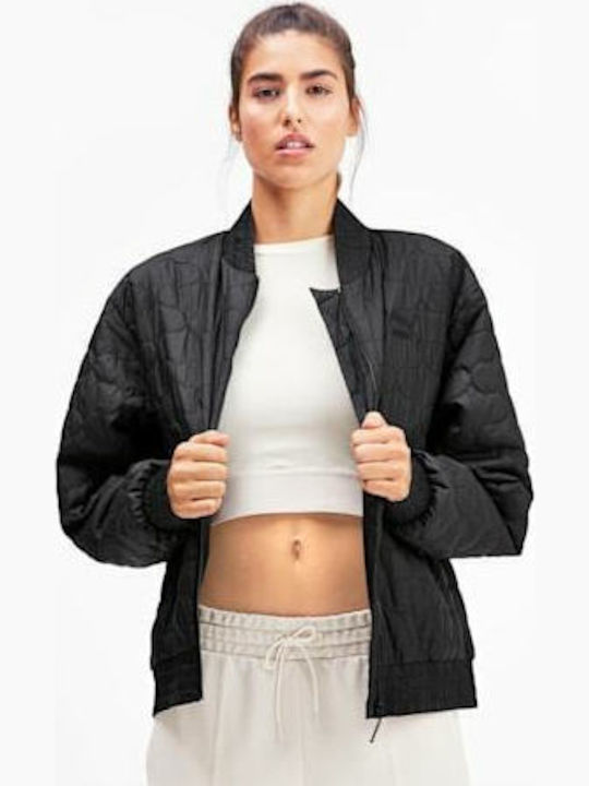 Women's Short Bomber Jacket for Spring or Autumn Black