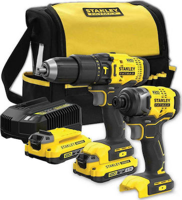 Stanley Set Mașină de găurit cu impact & Șurubelniță cu impact 18V cu 2 baterii 2Ah și husă